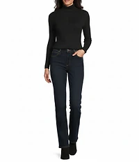 Jones New York Engineered Ribbed Knit Turtleneck Long Sleeve Top