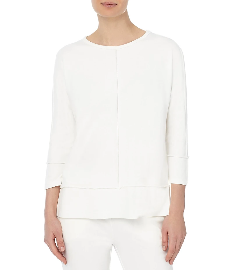 Jones New York Front Seam 3/4 Dolman Sleeve Crew Neck Top