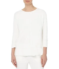 Jones New York Front Seam 3/4 Dolman Sleeve Crew Neck Top