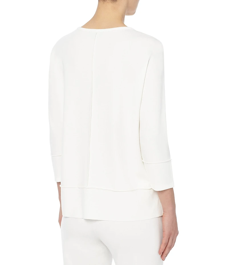 Jones New York Front Seam 3/4 Dolman Sleeve Crew Neck Top
