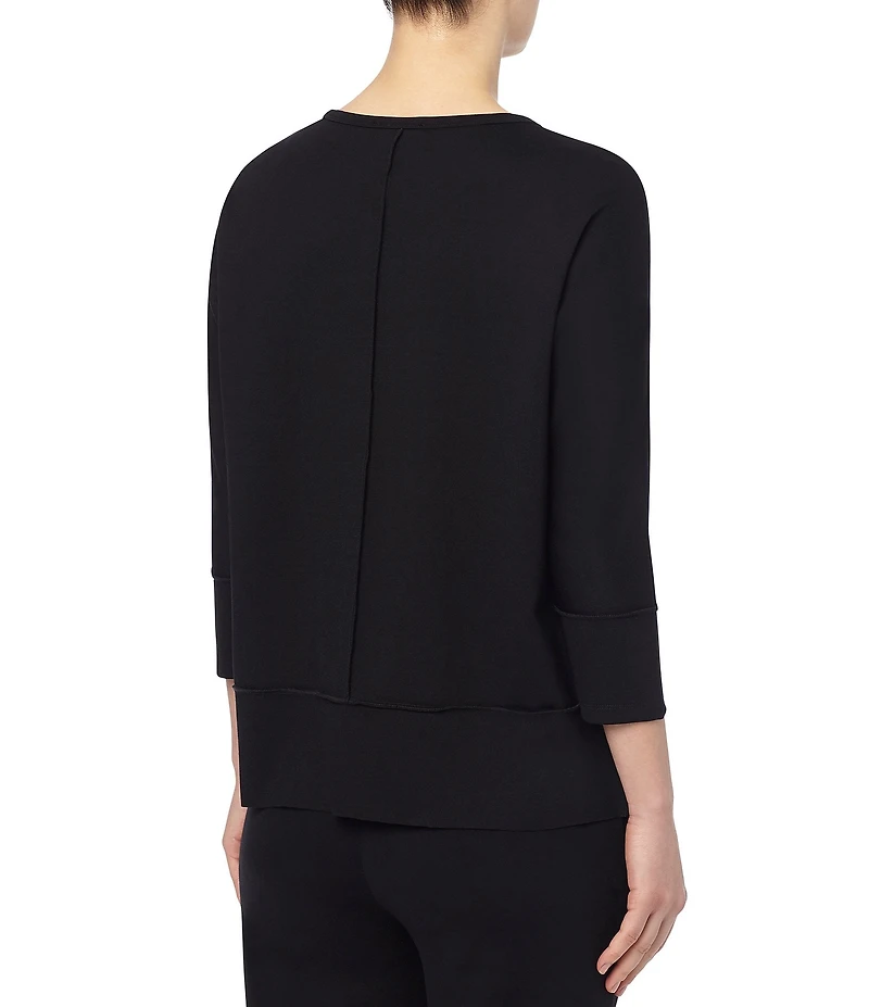 Jones New York Front Seam 3/4 Dolman Sleeve Crew Neck Top