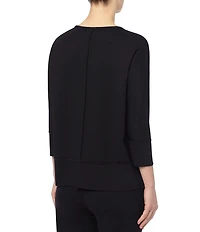 Jones New York Front Seam 3/4 Dolman Sleeve Crew Neck Top