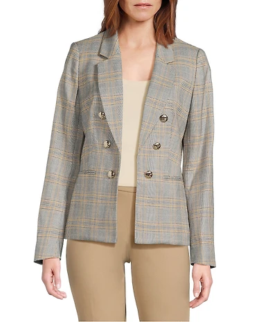 Jones New York Glen Plaid Faux Double Breasted Jacket