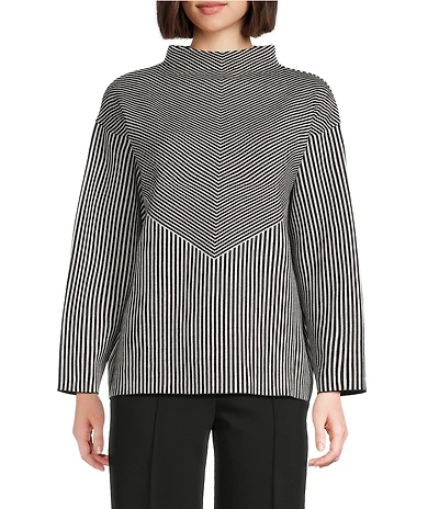 Jones New York Jacquard Mock Neck Long Sleeve Sweater