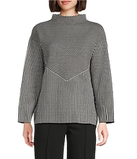 Jones New York Jacquard Mock Neck Long Sleeve Sweater