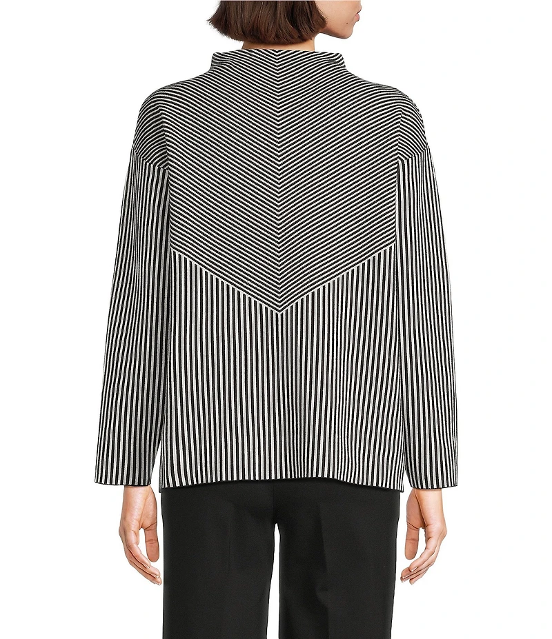 Jones New York Jacquard Mock Neck Long Sleeve Sweater