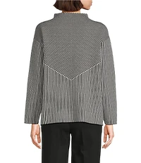 Jones New York Jacquard Mock Neck Long Sleeve Sweater