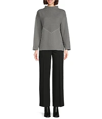 Jones New York Jacquard Mock Neck Long Sleeve Sweater