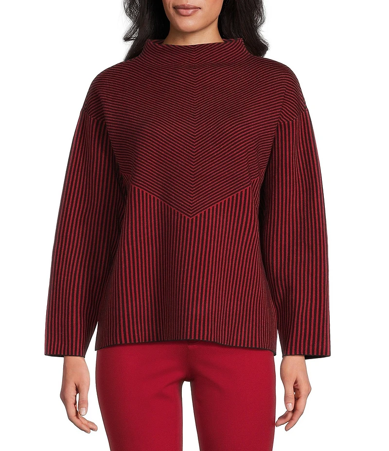 Jones New York Jacquard Mock Neck Long Sleeve Sweater