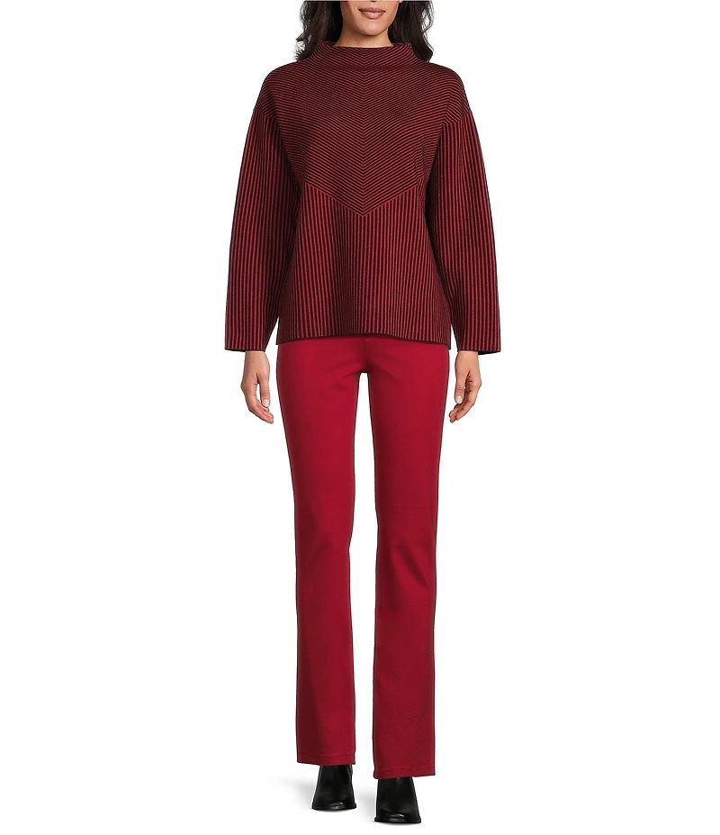 Jones New York Jacquard Mock Neck Long Sleeve Sweater