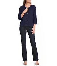 Jones New York Knit Round Neck Long Sleeve Button Front Cardigan