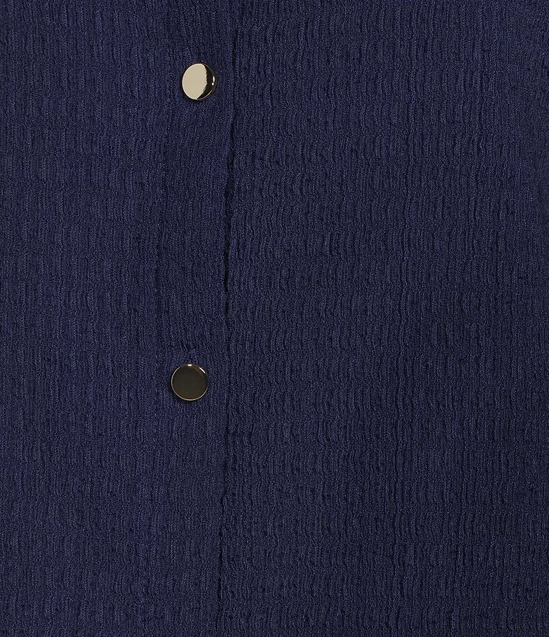 Jones New York Knit Round Neck Long Sleeve Button Front Cardigan