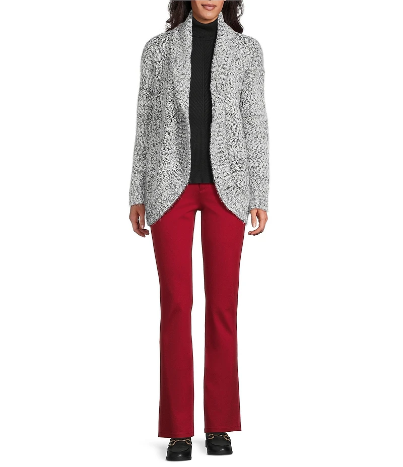 Jones New York Knit Shawl Collar Long Sleeve Open Front Cardigan