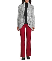 Jones New York Knit Shawl Collar Long Sleeve Open Front Cardigan