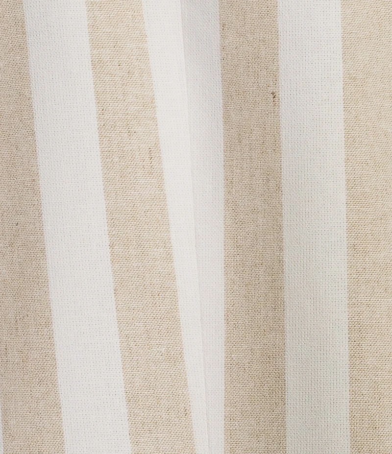 Jones New York Linen Blend Stripe Faux Double Breasted Notch Lapel Long Sleeve Open Front Blazer