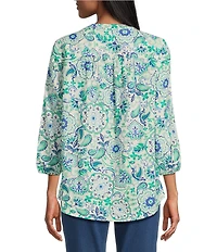 Jones New York Linen Blend V-Neck 3/4 Sleeve Tunic