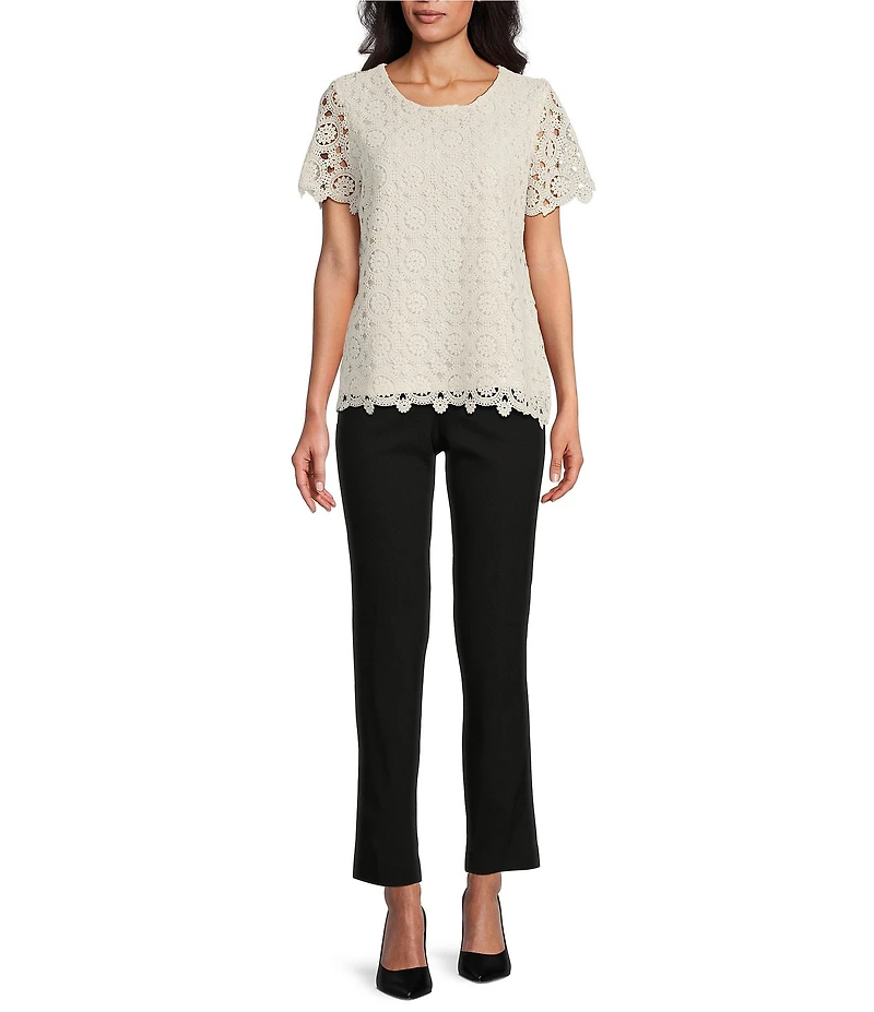 Jones New York Medallion Lace Short Sleeve Tee