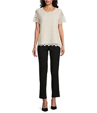 Jones New York Medallion Lace Short Sleeve Tee