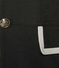 Jones New York Modern Compression Military Crew Neck Long Sleeve Button Front Jacket