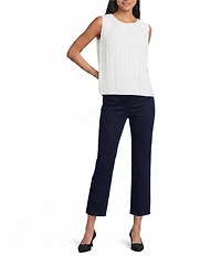 Jones New York Pleated Chiffon Crew Neck Sleeveless Blouse