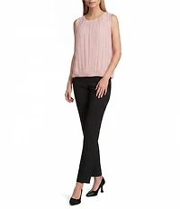 Jones New York Pleated Chiffon Crew Neck Sleeveless Blouse