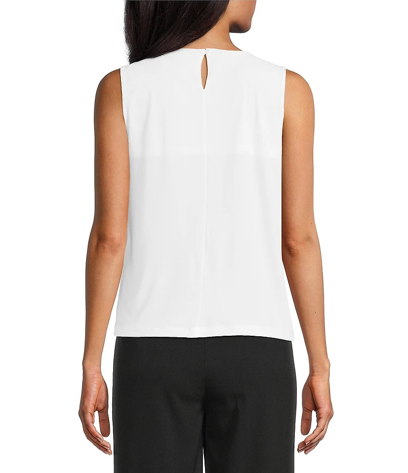 Jones New York Pleated Crew Neck Sleeveless Top