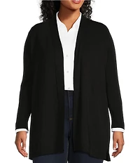 Jones New York Plus Size Icon Side Slit Hem Open-Front Cardigan