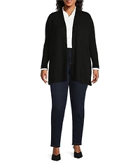 Jones New York Plus Size Icon Side Slit Hem Open-Front Cardigan