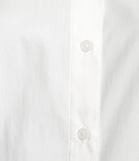 Jones New York Poplin Point Collar Long Tie Sleeve Button Front Shirt