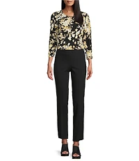 Jones New York Printed ITY Keyhole Neckline Long Sleeve Top