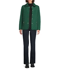 Jones New York Quilted Point Collar Front Snap Jacket