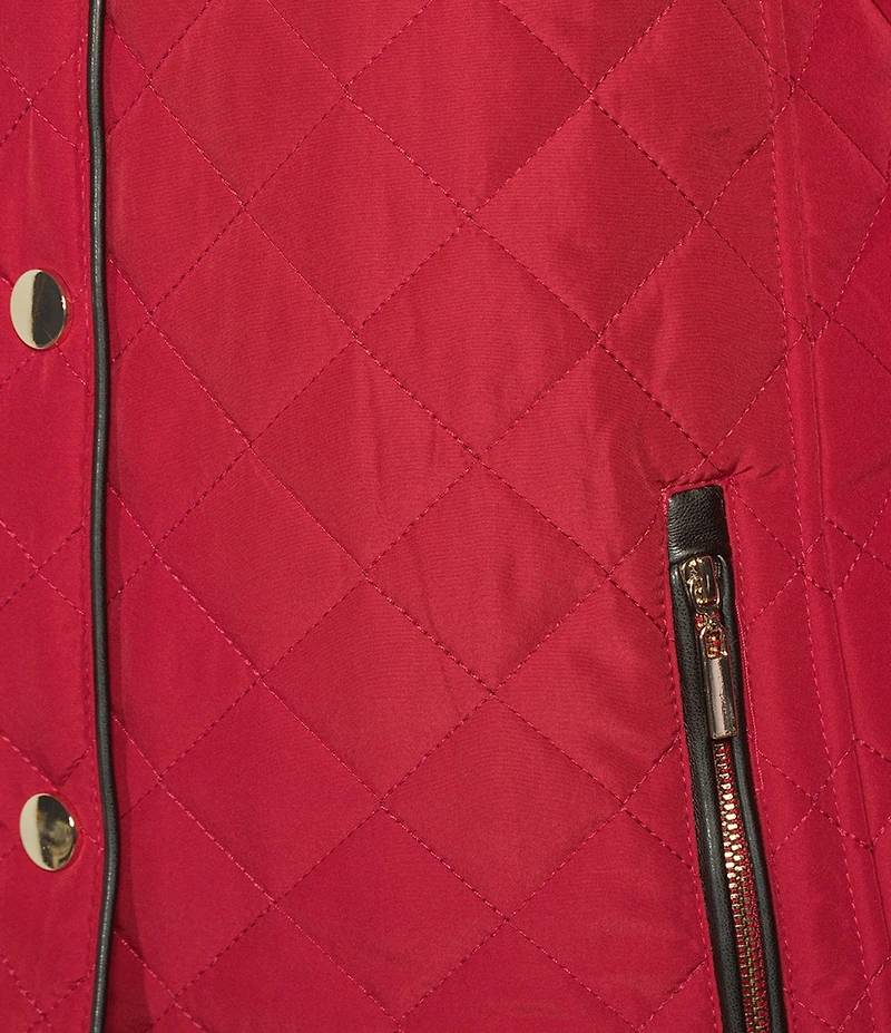 Jones New York Quilted Point Collar Front Snap Jacket