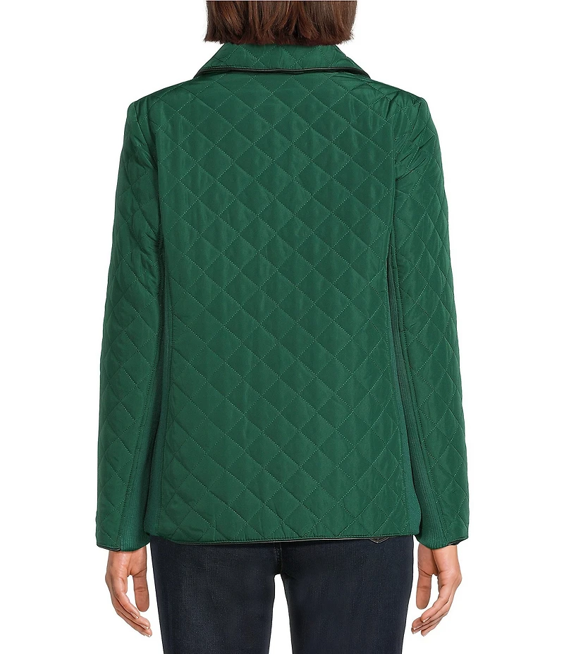 Jones New York Quilted Point Collar Front Snap Jacket