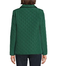 Jones New York Quilted Point Collar Front Snap Jacket
