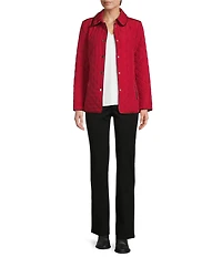 Jones New York Quilted Point Collar Front Snap Jacket