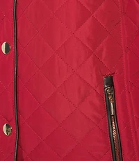 Jones New York Quilted Point Collar Front Snap Jacket