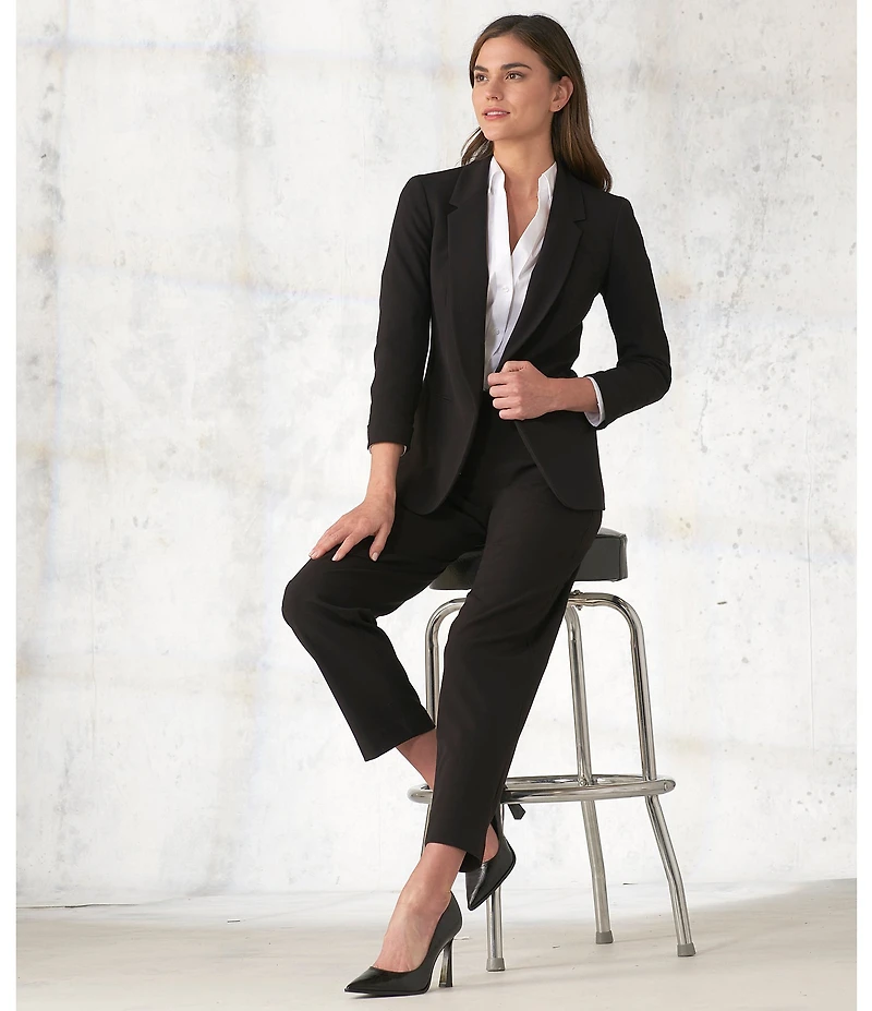 Jones New York Roll Cuff Notch Lapel 3/4 Sleeve Blazer