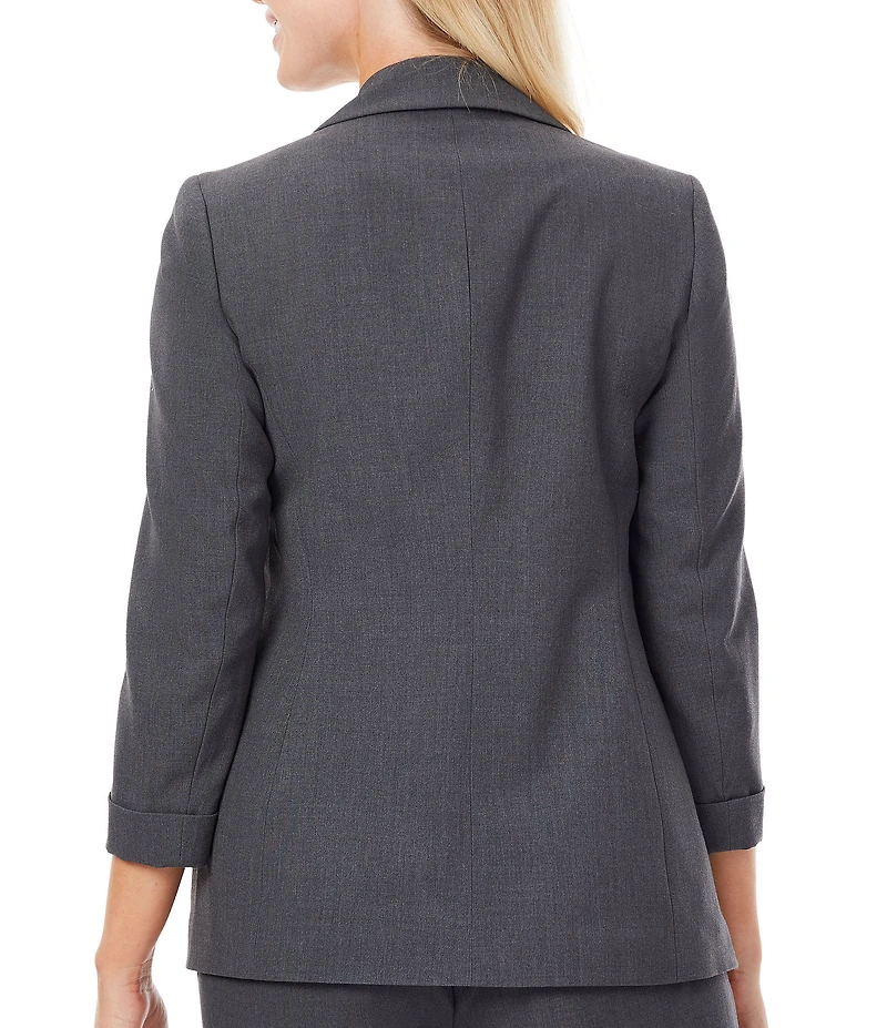 Jones New York Roll Cuff Notch Lapel 3/4 Sleeve Blazer