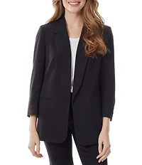 Jones New York Roll Cuff Notch Lapel 3/4 Sleeve Blazer