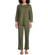 Jones New York Serenity Knit 3/4 Dolman Sleeve Seam Detail Tunic