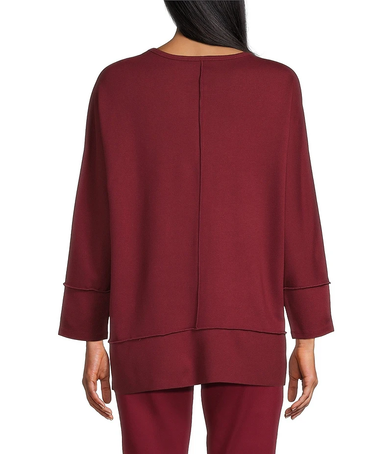 Jones New York Serenity Knit Crewneck Long Dolman Sleeve Top