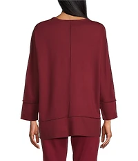 Jones New York Serenity Knit Crewneck Long Dolman Sleeve Top