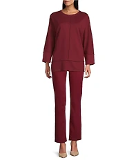 Jones New York Serenity Knit Crewneck Long Dolman Sleeve Top