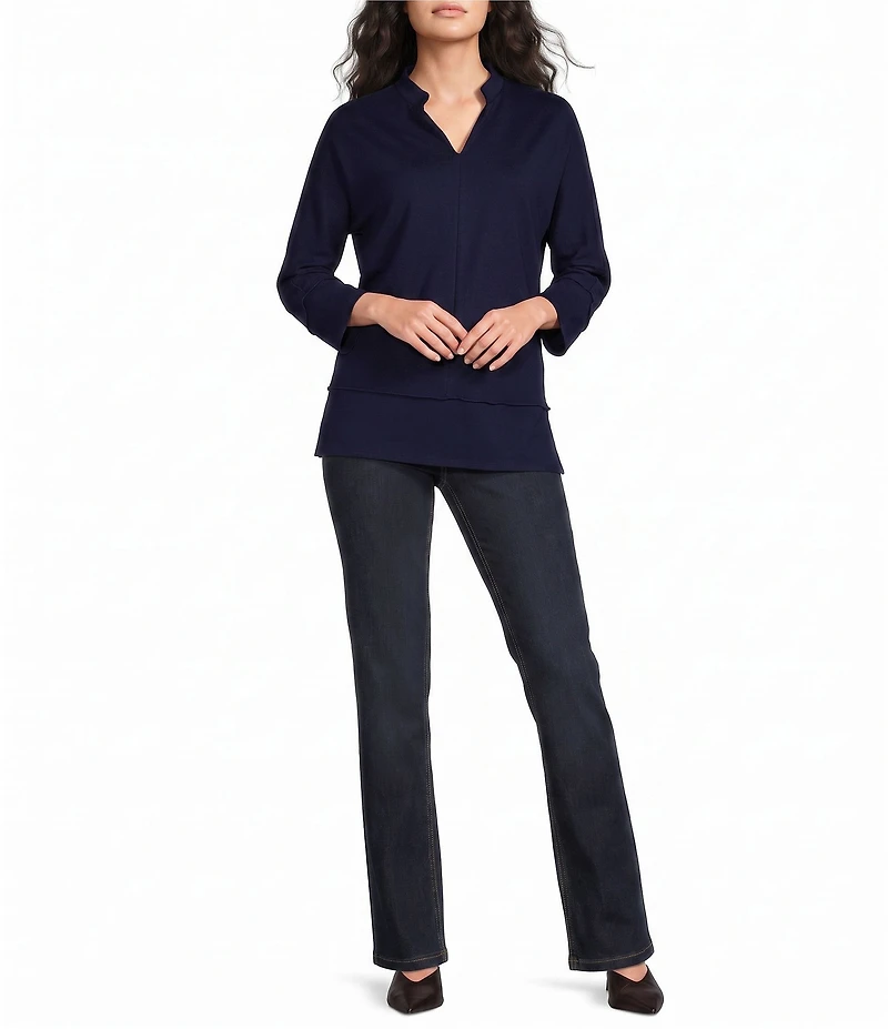 Jones New York Serenity Knit Johnny Collar 3/4 Sleeve Tunic