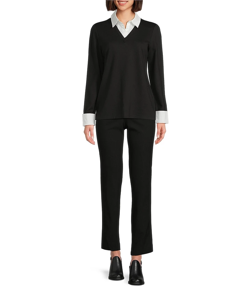 Jones New York Serenity Knit Long Sleeve Twofer Top