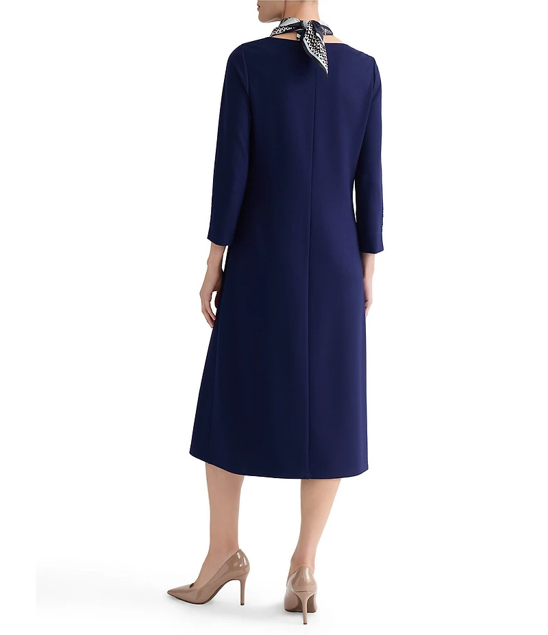Jones New York Serenity Knit Scarf Combo Midi Dress
