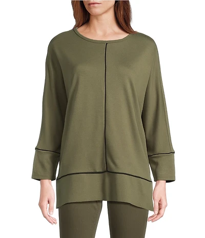 Jones New York Serenity Knit Wide Neck Dolman 3/4 Sleeve Tunic