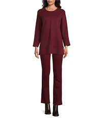 Jones New York Serenity Knit Wide Neck Dolman 3/4 Sleeve Tunic