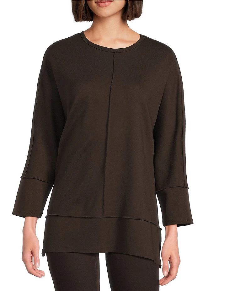 Jones New York Serenity Knit Wide Neck Dolman 3/4 Sleeve Tunic