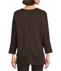 Jones New York Serenity Knit Wide Neck Dolman 3/4 Sleeve Tunic